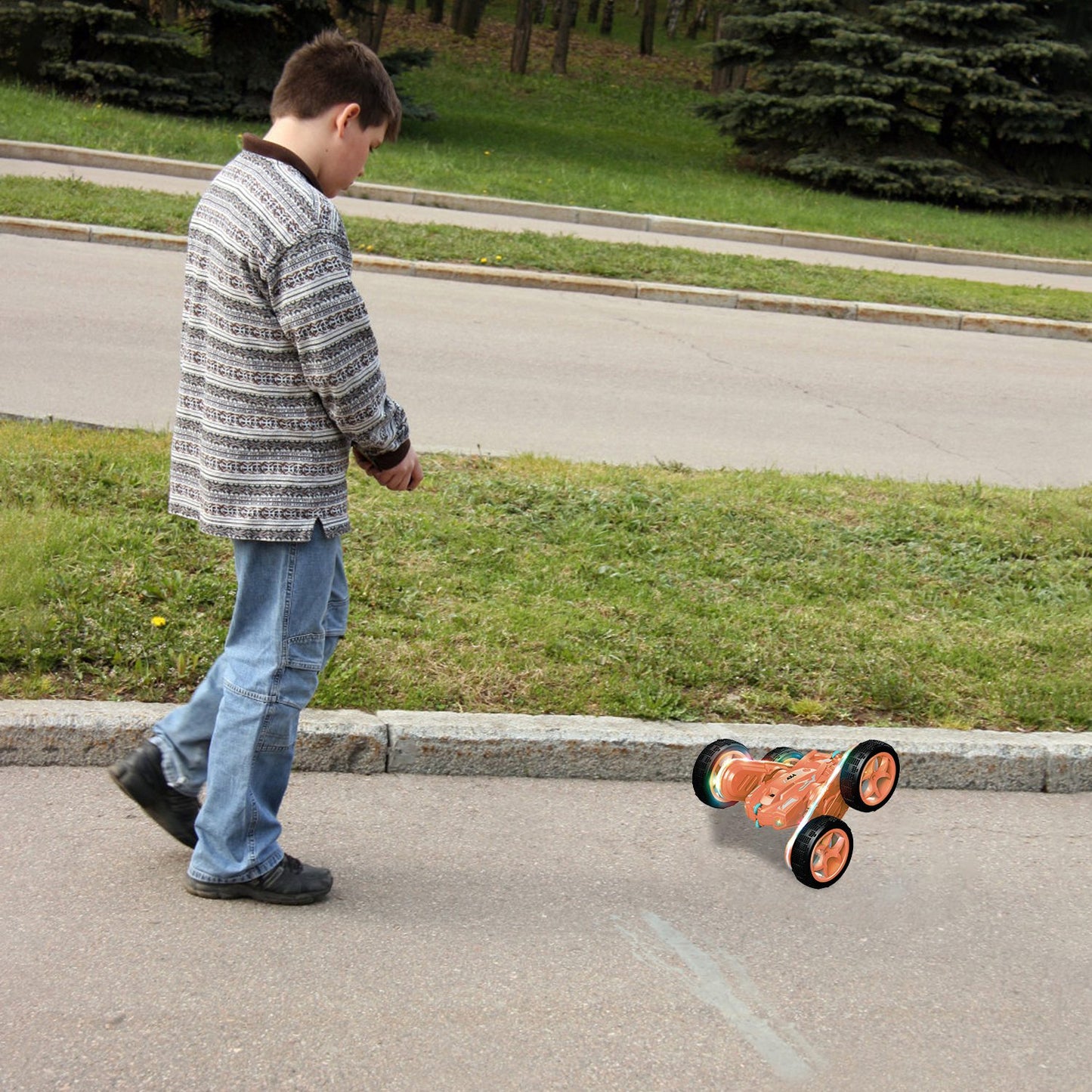 RC Stunt Car with LED Lights & Music - 4WD Remote Control
