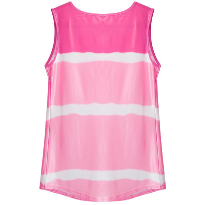 Women Tie-dye Sleeveless Tank Tops Summer Loose T Shirts Tops Button Down Shirts Vest Blouse Plus Size