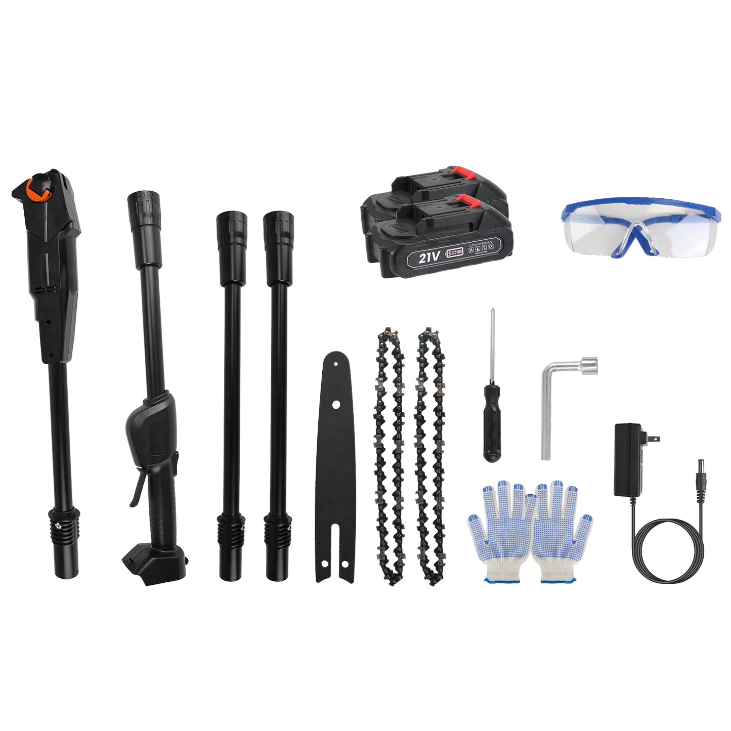 Cordless Pole Saw 6in Extendable 7.4ft with 2 Batteries