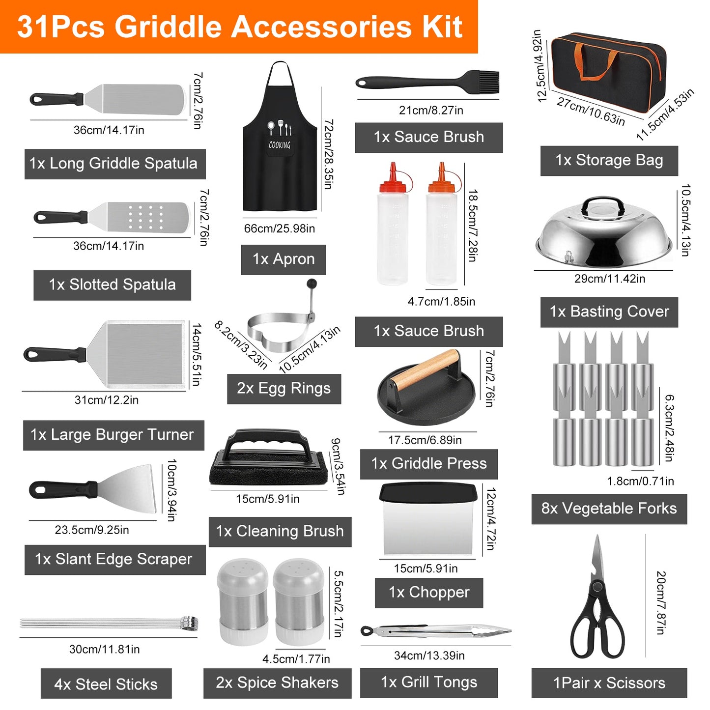 31-Piece Griddle Accessories Kit with Storage Bag