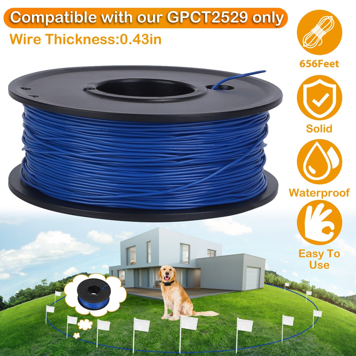 Dog Fence Boundary Wire 656ft Copper for Underground Systems
