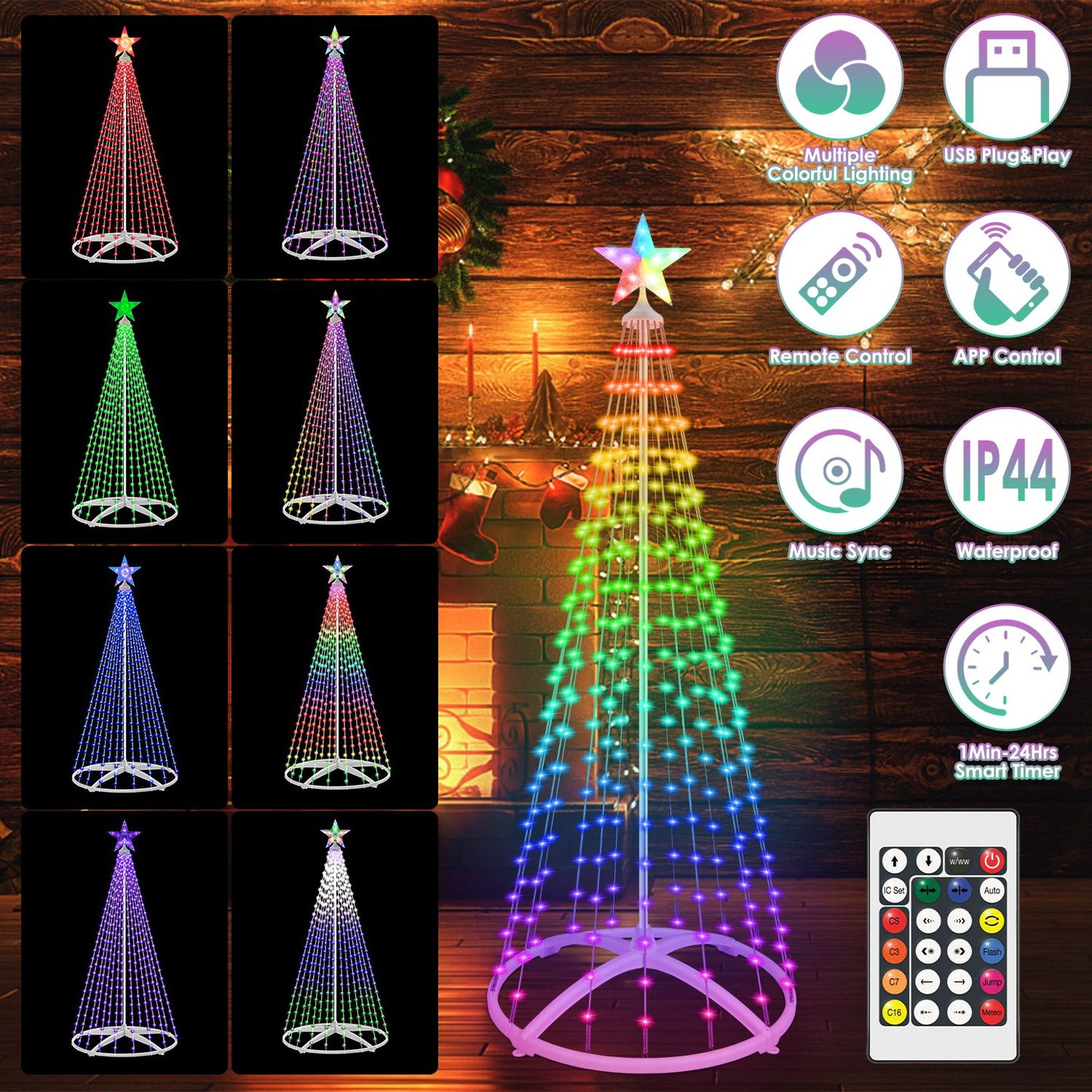 LED Christmas Cone Tree with App Control & 210 Light Modes
