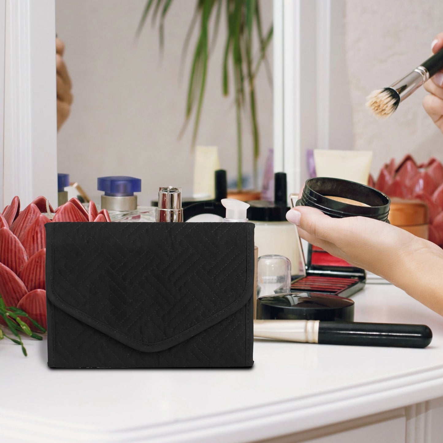 Travel Jewelry Organizer Case - Foldable Roll Storage Bag