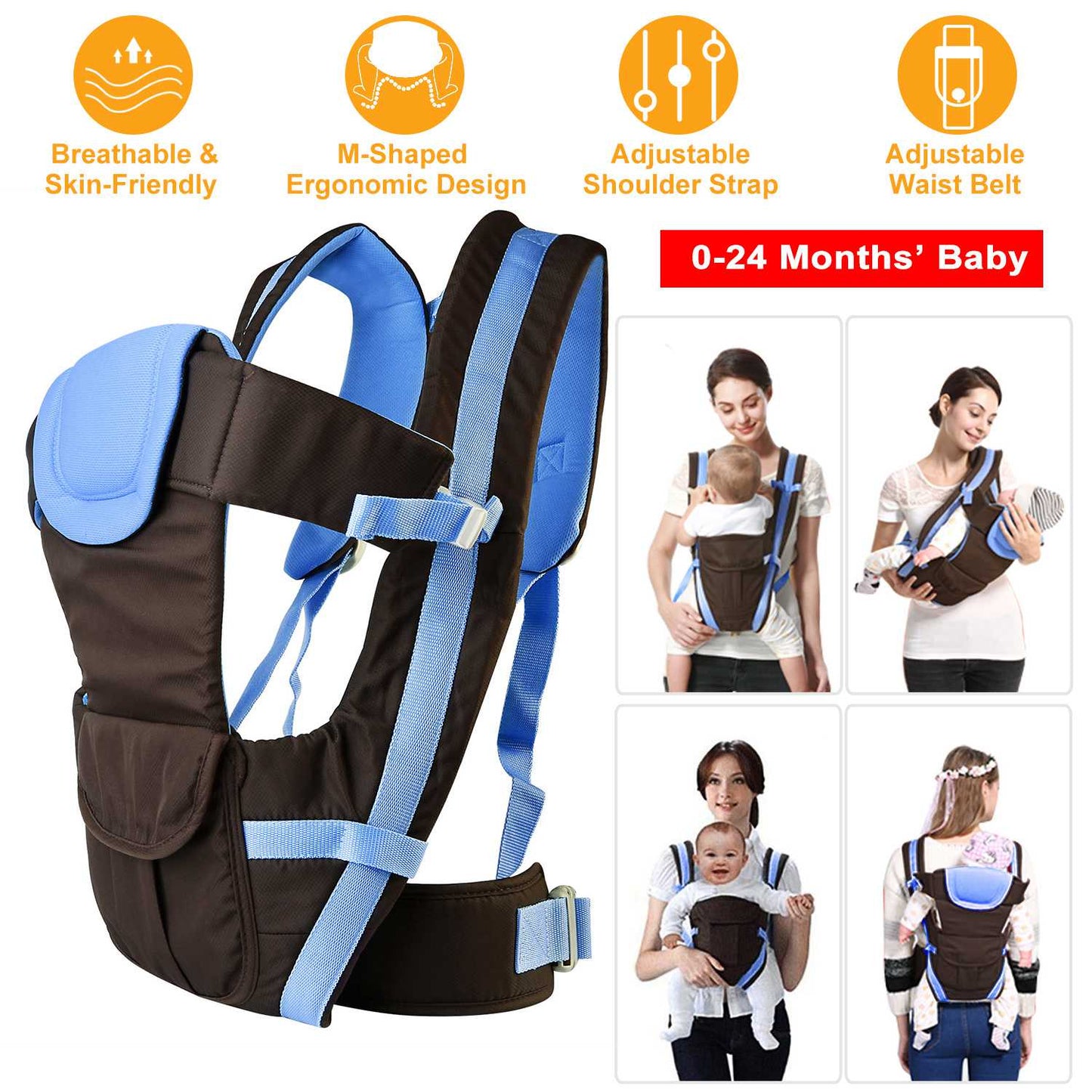 Baby Carrier with 4 Carrying Positions - Breathable & Adjustable