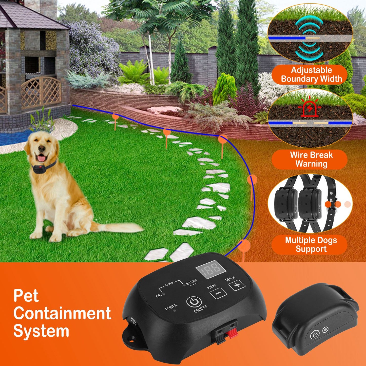 Underground Dog Fence System with Rechargeable Receiver