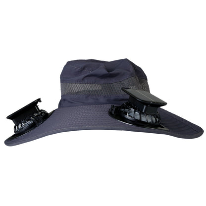 Wide Brim Sun Hat with Dual Rechargeable Fans & UPF50+