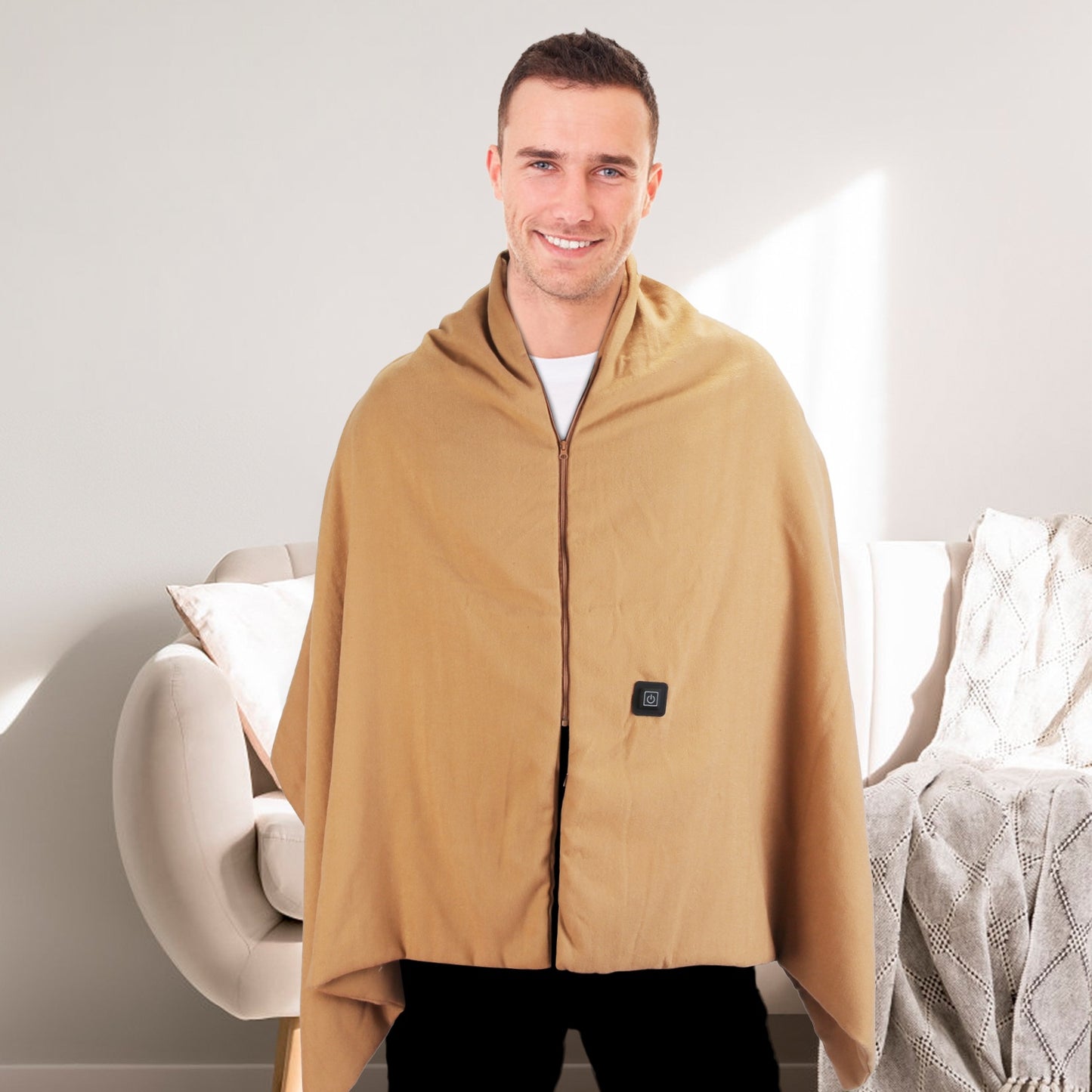 USB Heated Shawl with 3 Heat Levels and Zipper