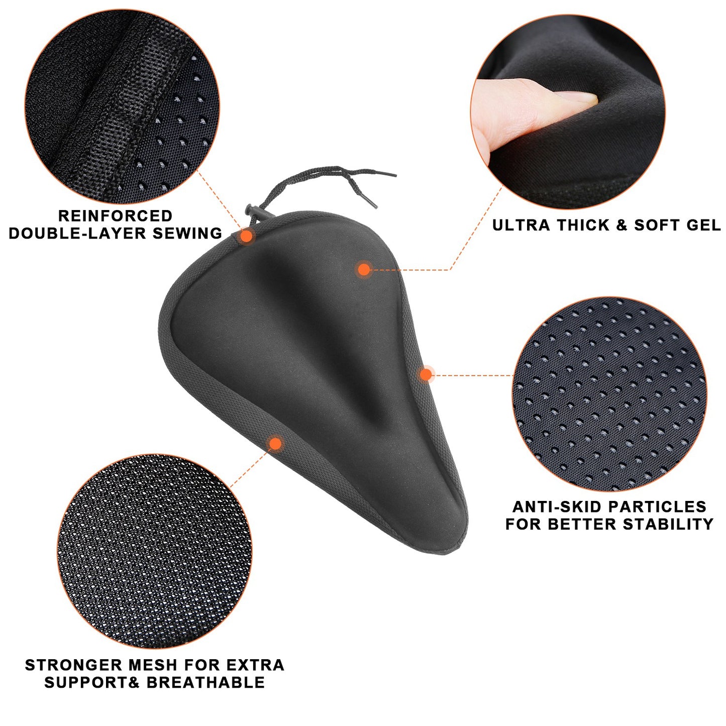 Gel Bike Seat Cover - Padded Cushion for Narrow Saddles