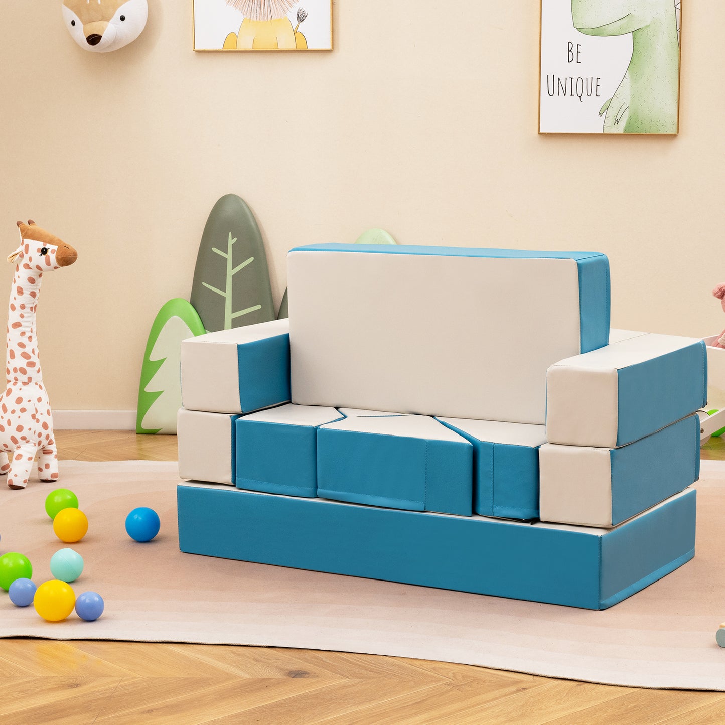4-in-1 Foam Climbing Playset for Toddlers - 8 Pieces