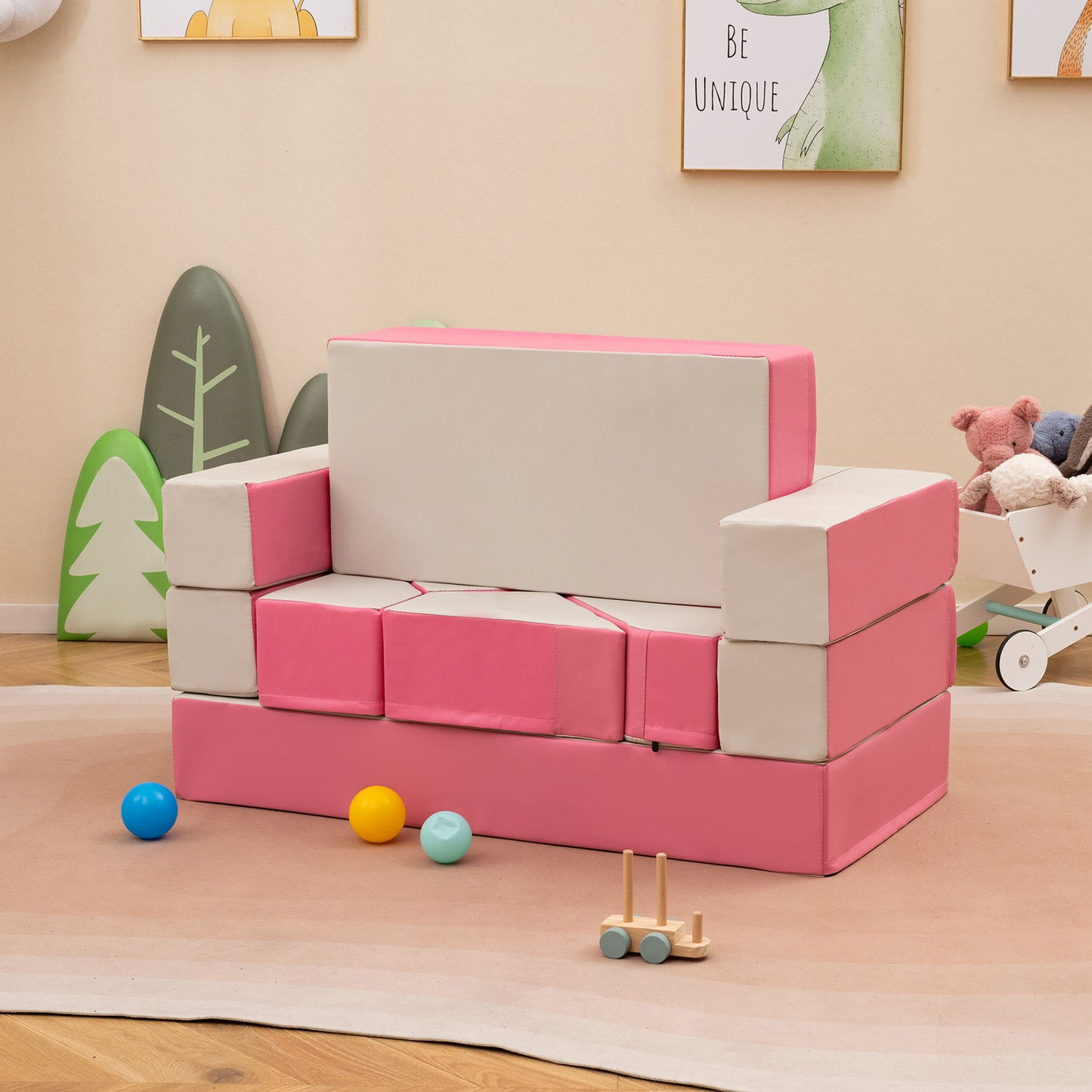 4-in-1 Foam Climbing Playset for Toddlers - 8 Pieces