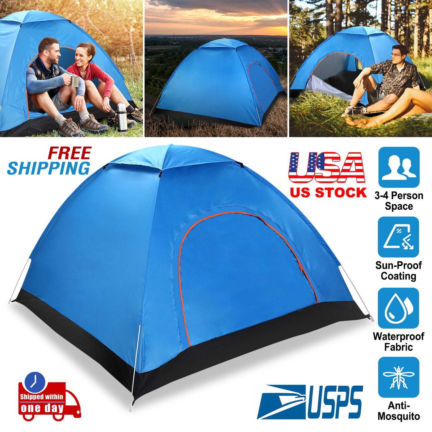 Pop Up Tent 4 Person Instant Setup Waterproof Camping Tent