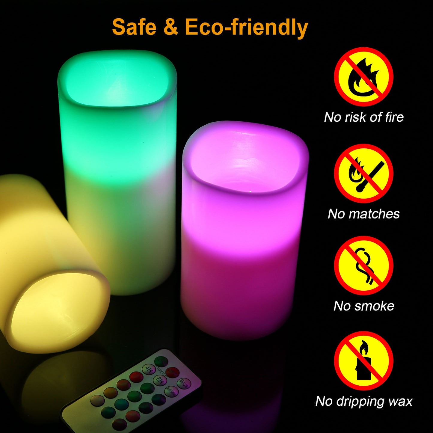 Flameless LED Candles with Remote Control - 3 Pack