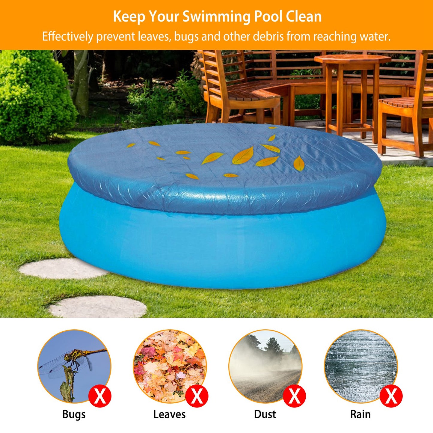 Round Pool Cover 10ft Waterproof Dustproof Protector