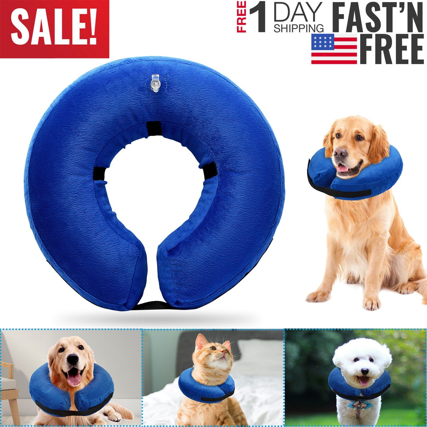 Inflatable Dog Recovery Collar – Soft, Adjustable E-Collar