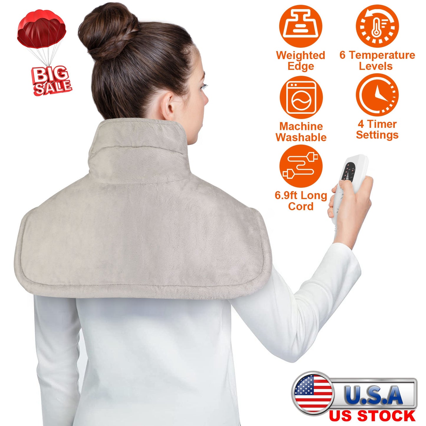 Weighted Heating Pad for Neck and Shoulders - 6 Heat Settings