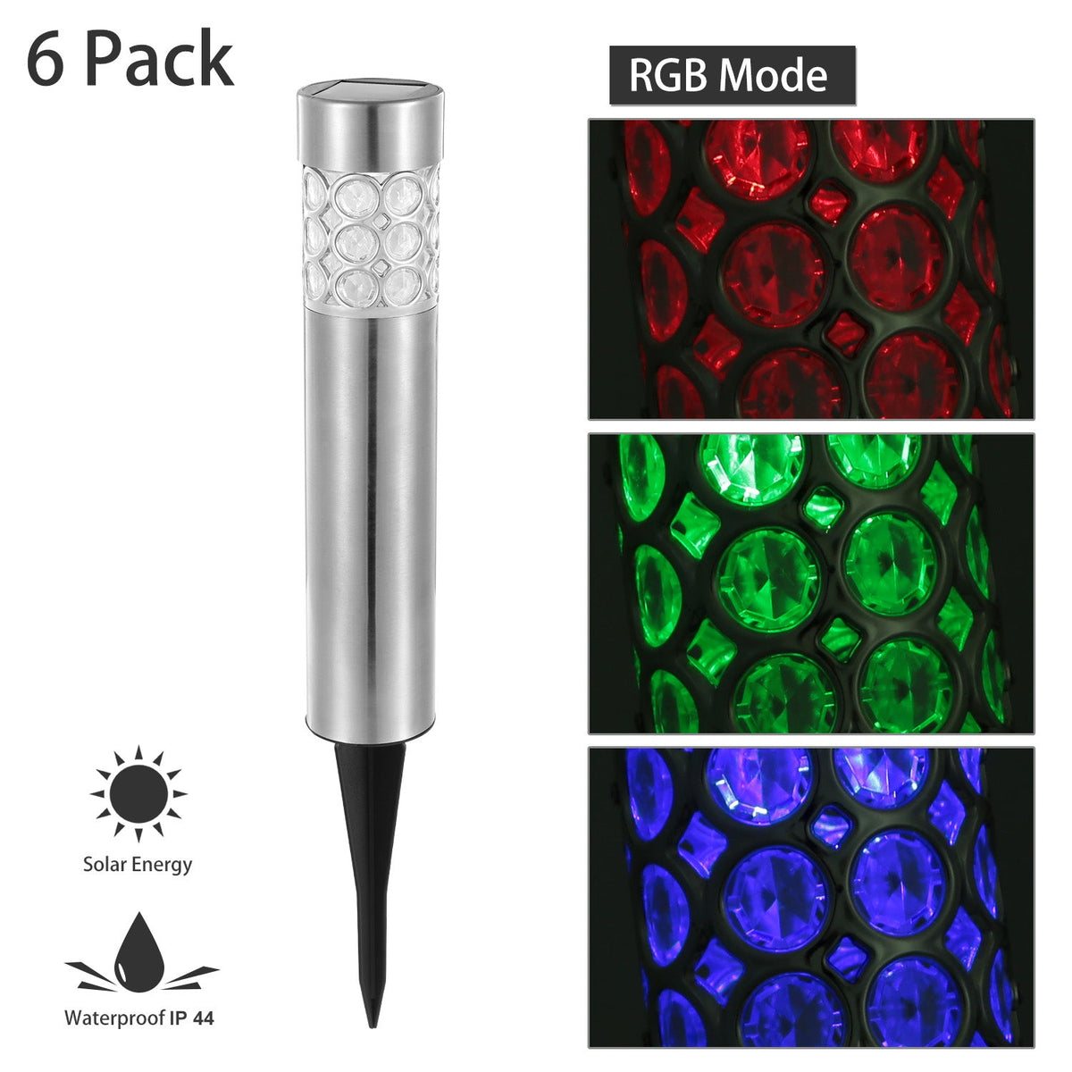 Solarek 6 Pack Outdoor Solar Light IP44 Waterproof RGB Garden Lamp Landscape Lawn DŽcor Light
