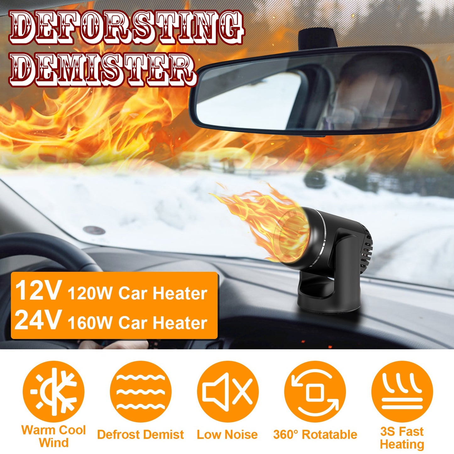 Portable Car Heater 24V 160W 2-in-1 Heating & Cooling Fan