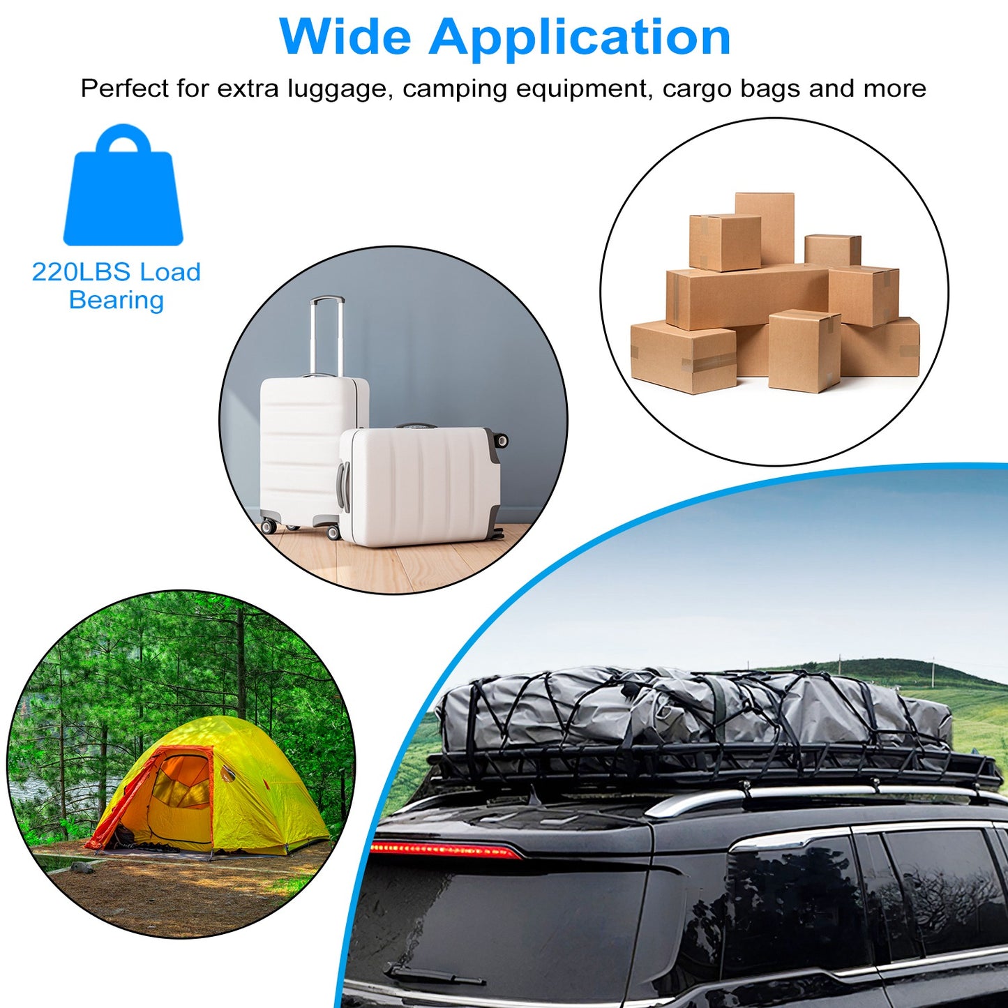 Roof Rack Cargo Carrier 63x39in with Net & Straps