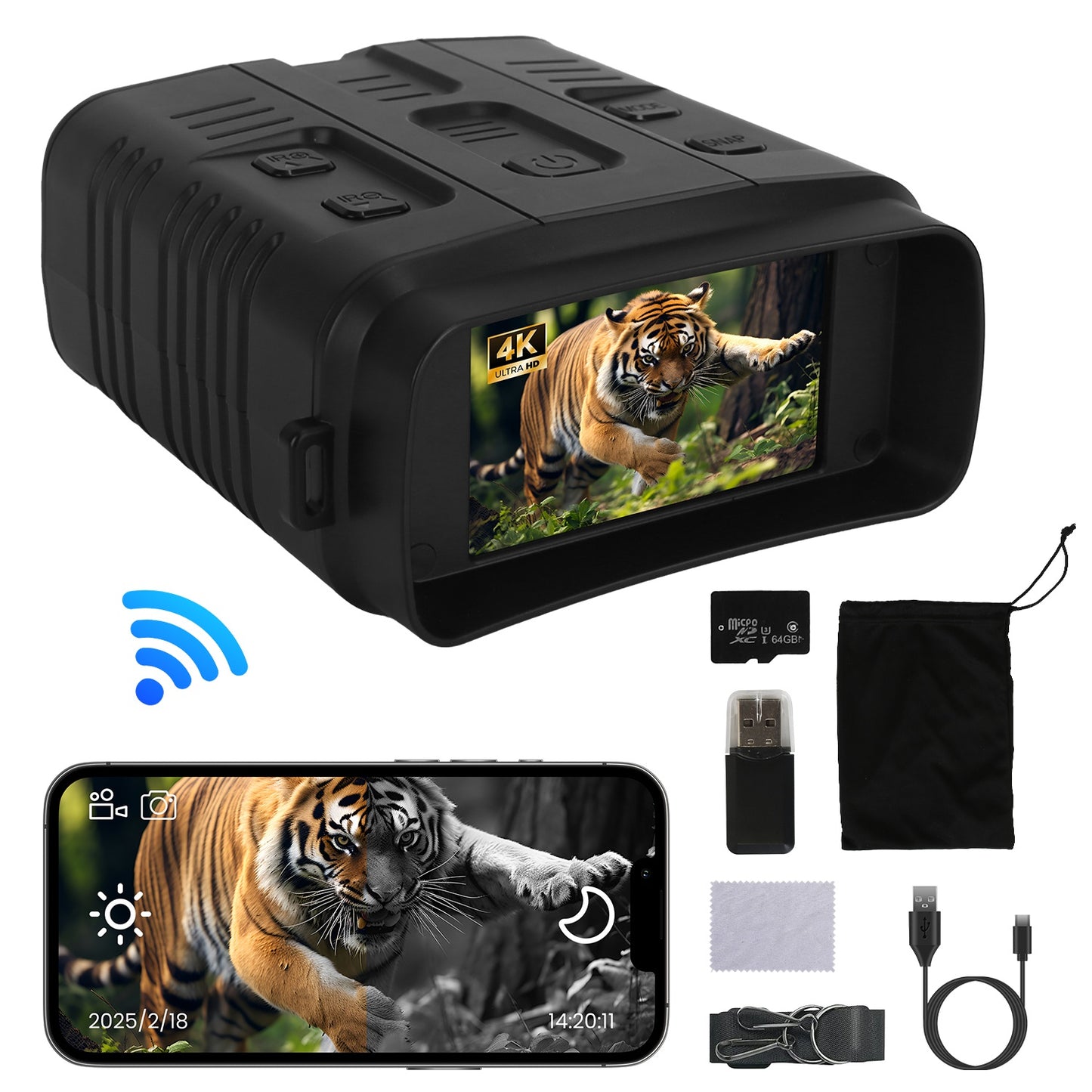 Night Vision Goggles 4K with 10X Zoom and 2624ft Range