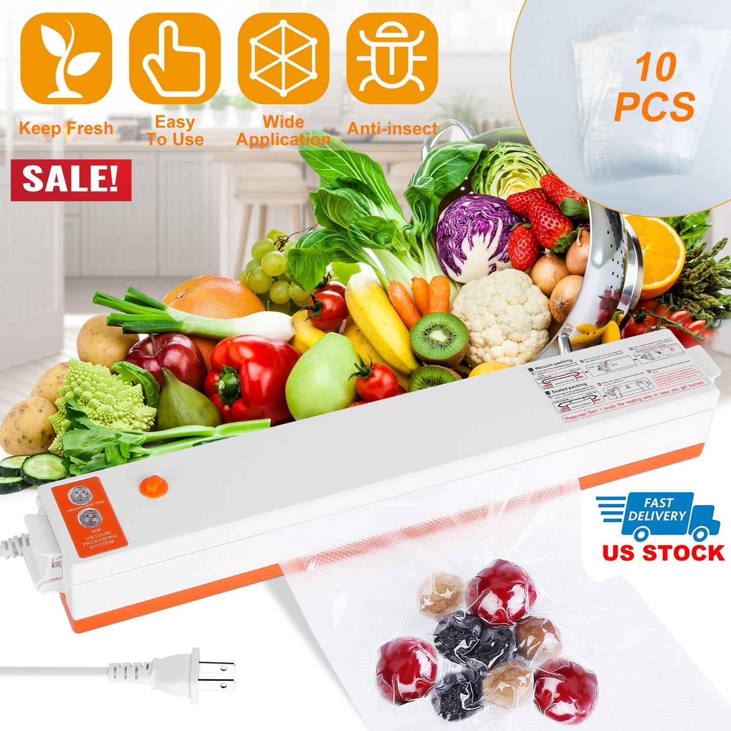 Electric Vacuum Sealer Machine for Food Preservation