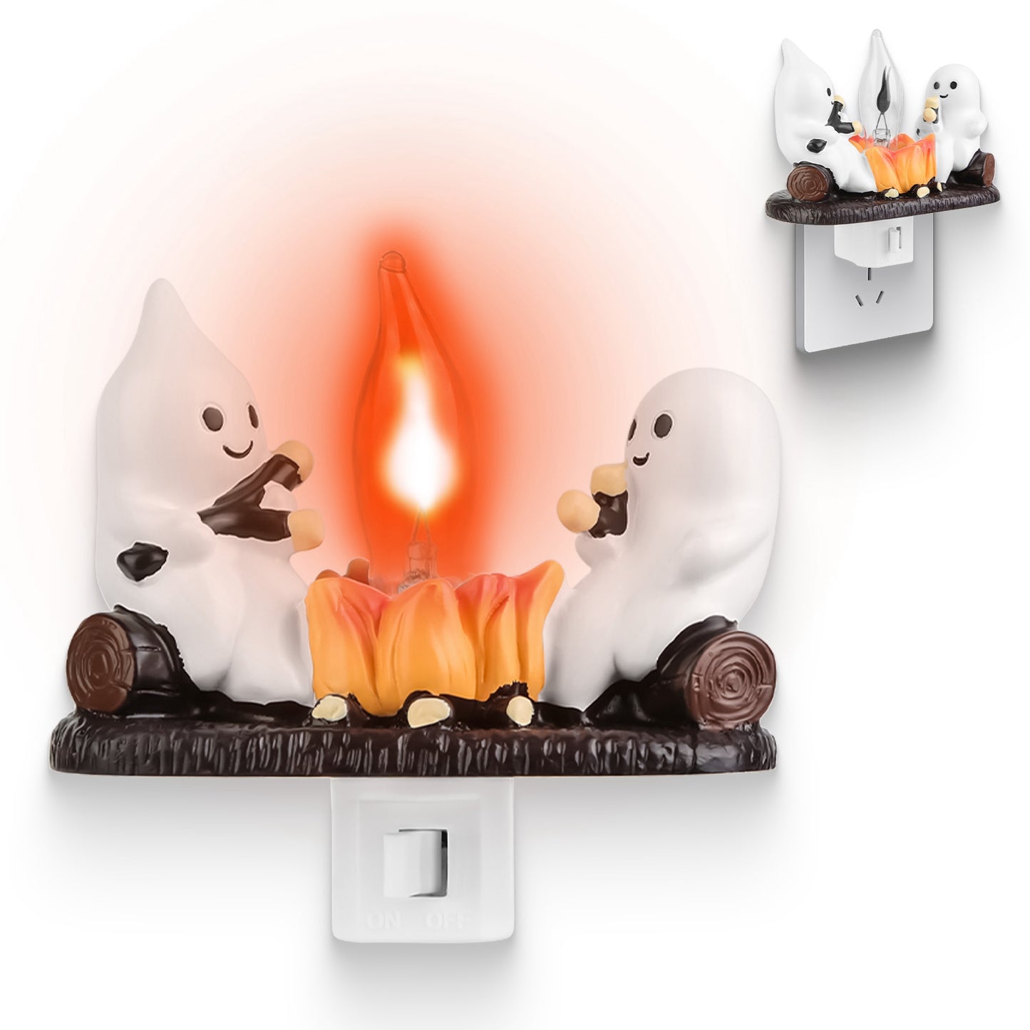 Ghost Campfire Flickering Night Light - 2 Pack Halloween Decor