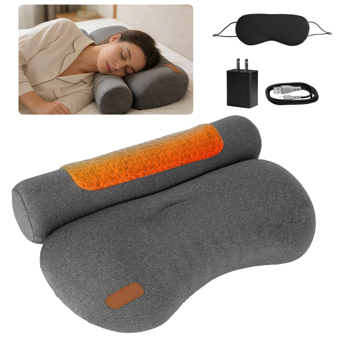 Heated Memory Foam Neck Pillow with 3-Level Heat Therapy