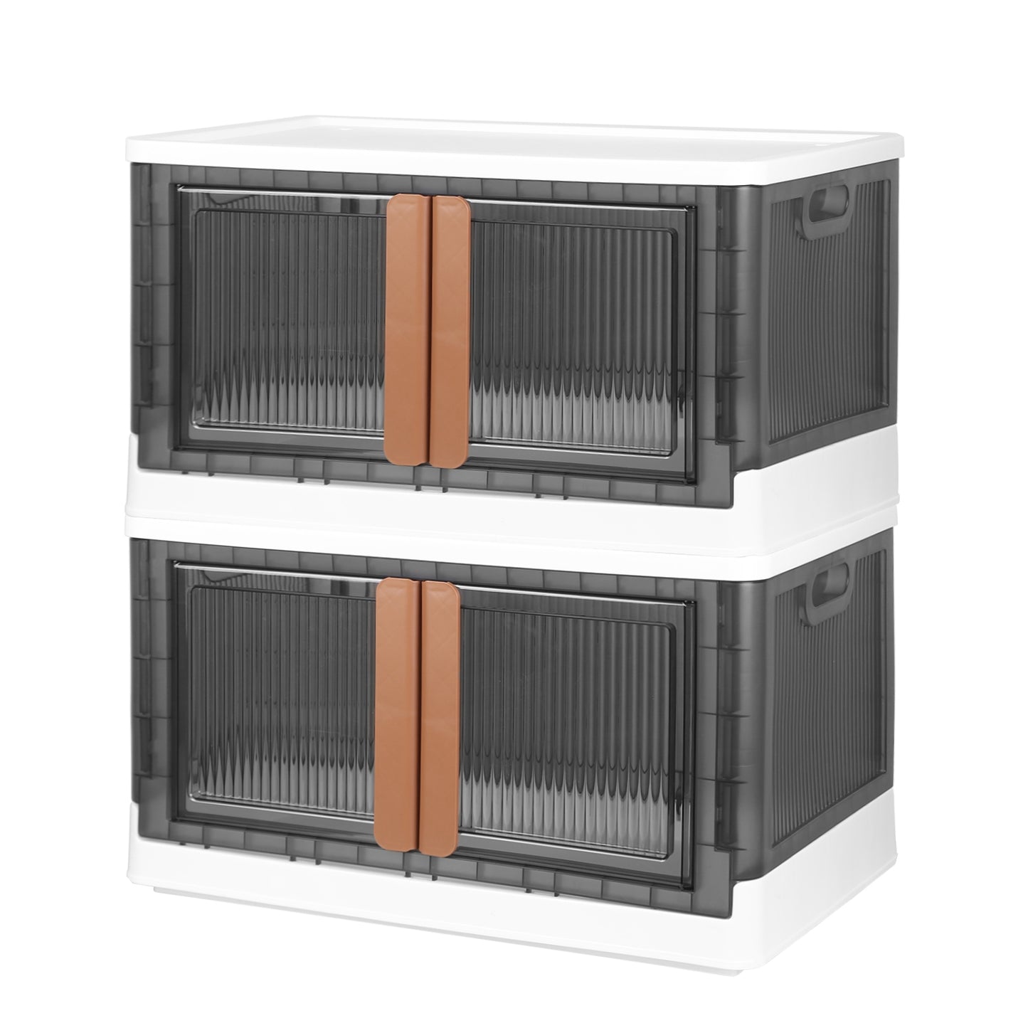 32L Foldable Storage Bins with Lid and Front Door - 2 Pack