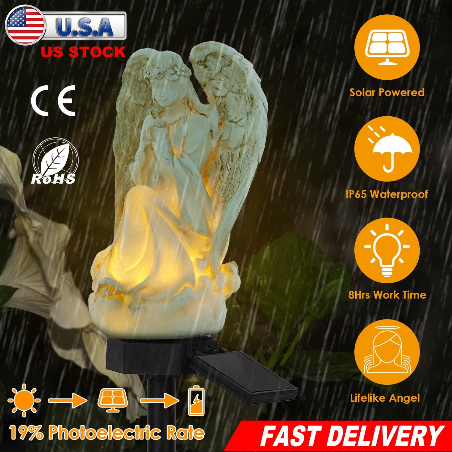 Solar Praying Angel Garden Light with LED Glow