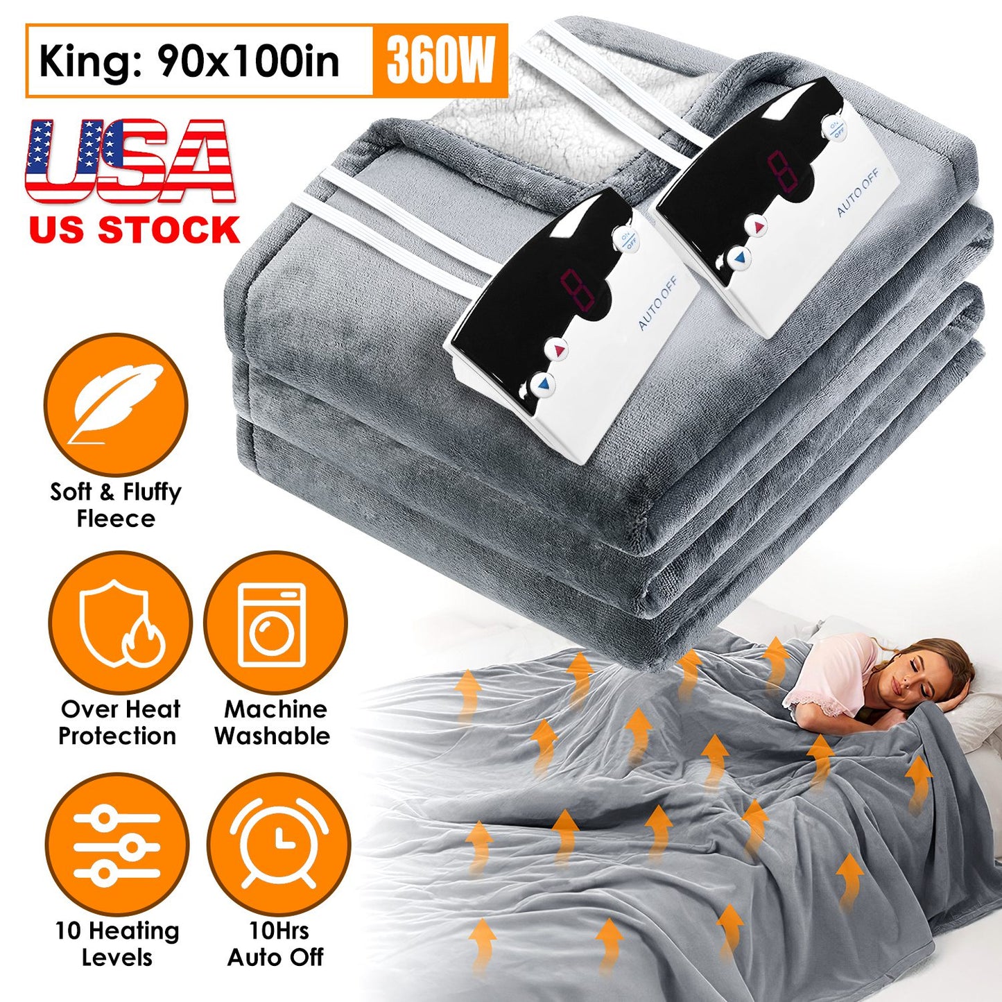 Electric Heated Fleece Blanket with Dual Controller King Size