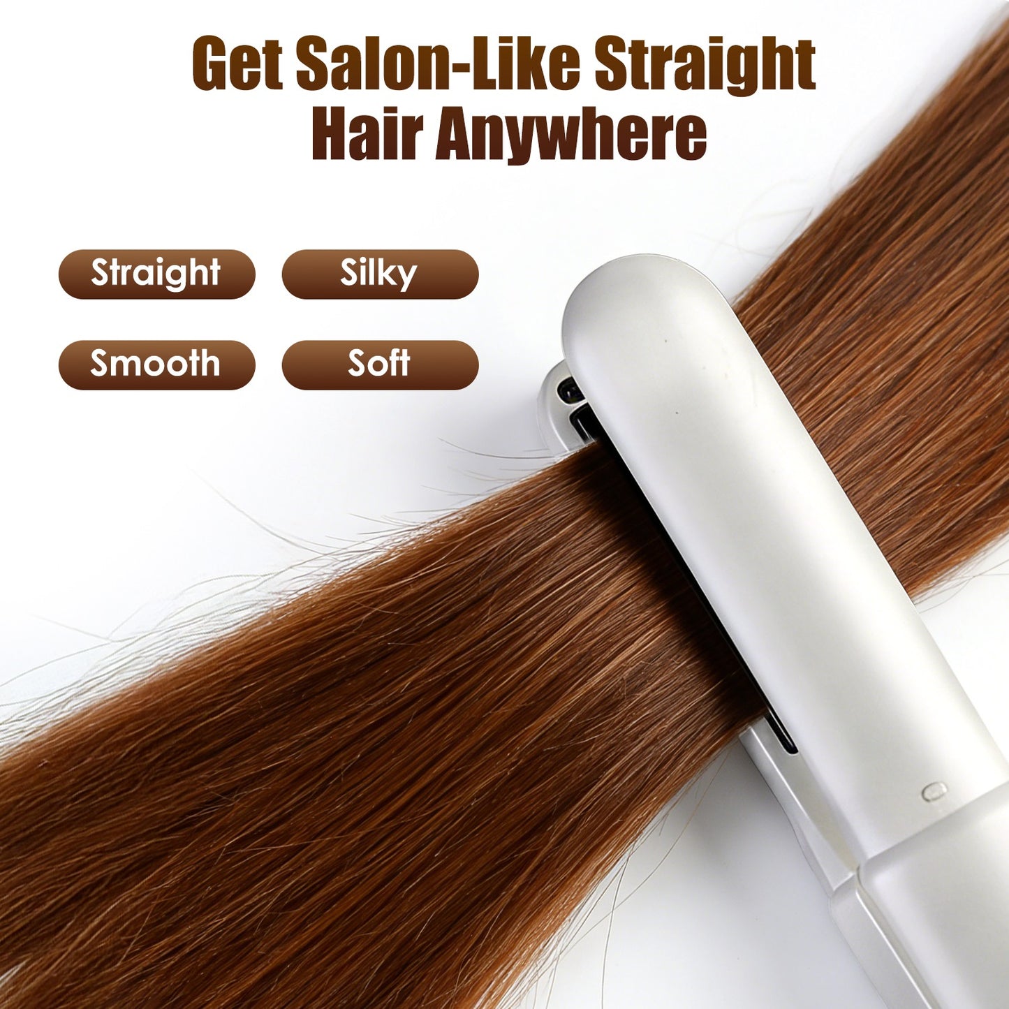 Cordless Hair Straightener Brush 2-in-1 Ceramic Flat Iron