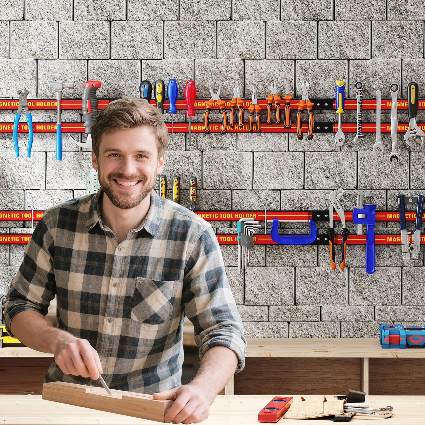 18 Inch Magnetic Tool Holder Strip with Mounting Screws