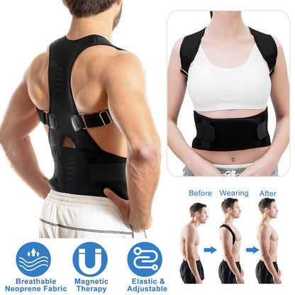 Magnetic Posture Corrector Back Brace with Lumbar Support