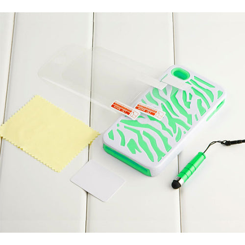 Zebra Print Hybrid Case for iPhone 4/4S with Screen Protector