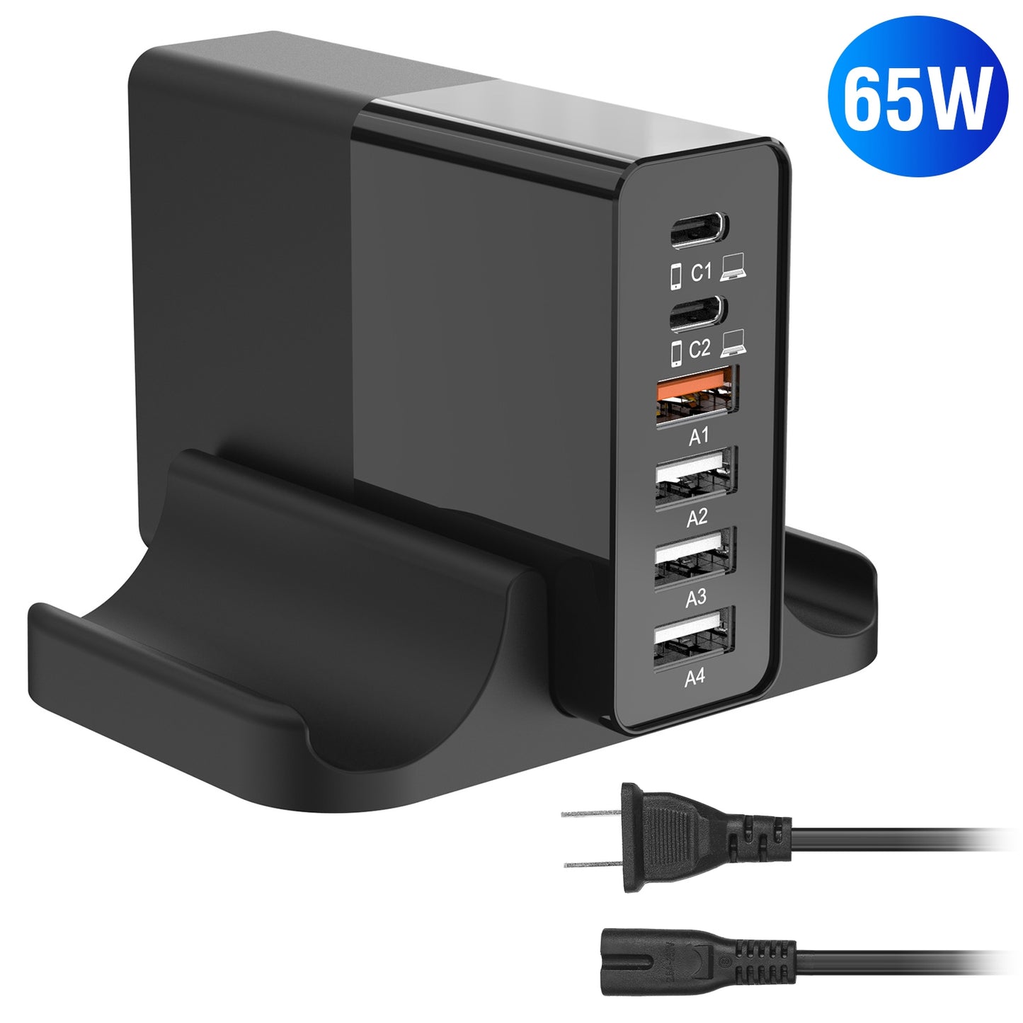 45W 4-Port USB Fast Charger with Type-C and USB-A Ports