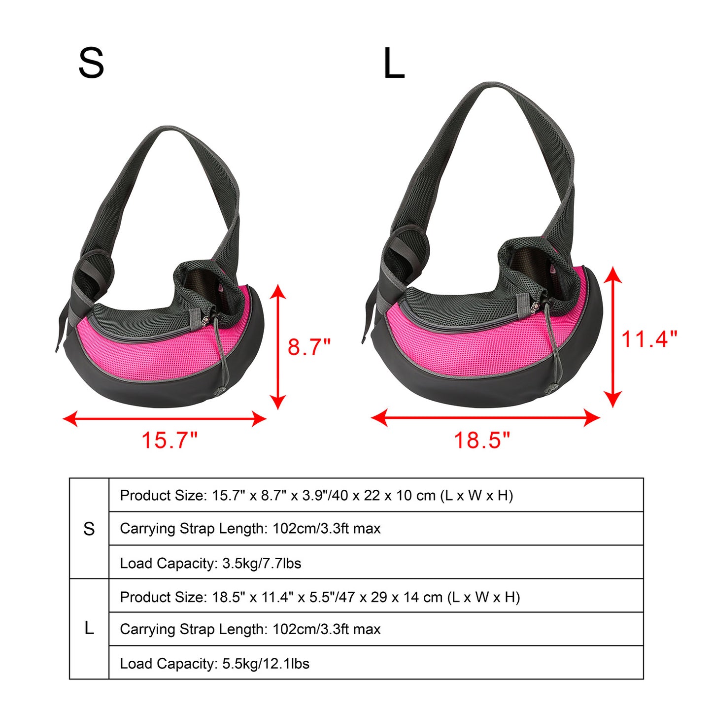 Pet Carrier Sling Bag for Small Dogs & Cats - Hands Free