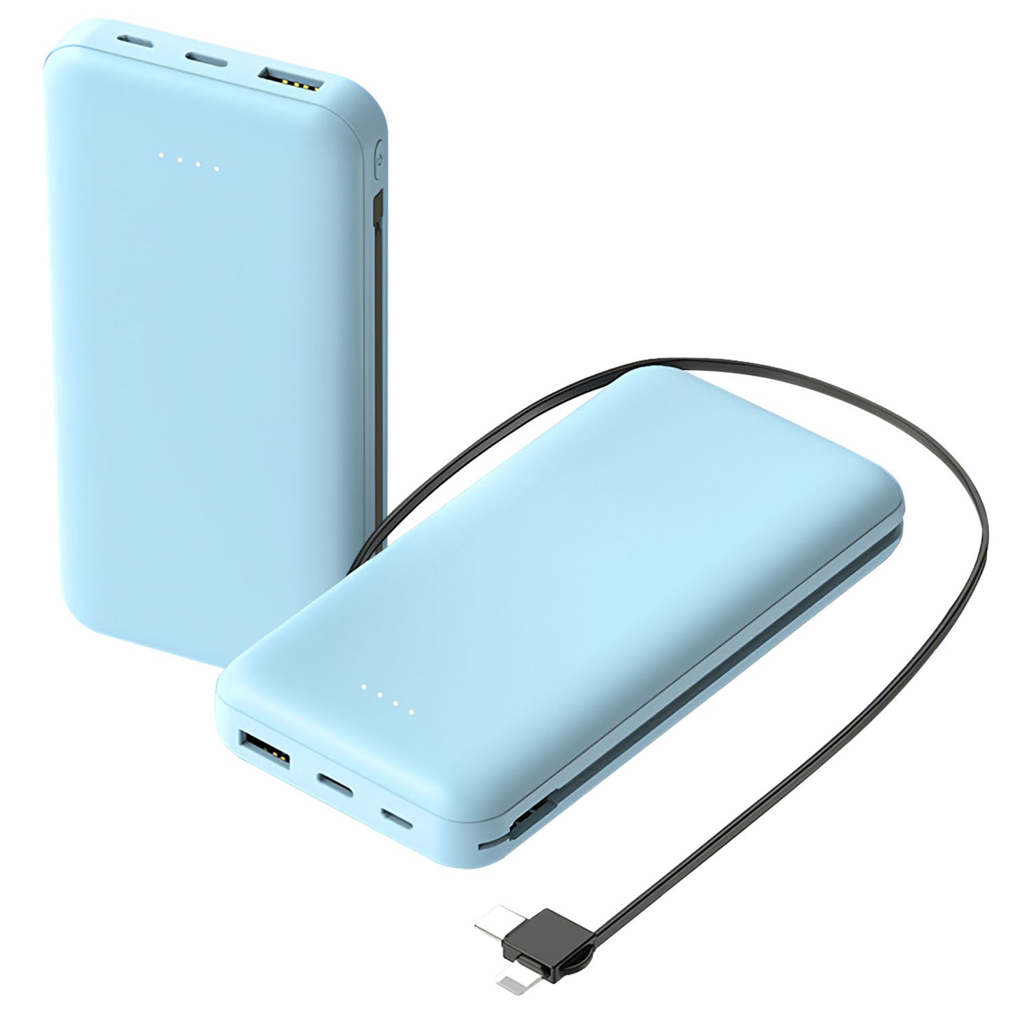 10000mAh Portable Power Bank with Built-In Cables