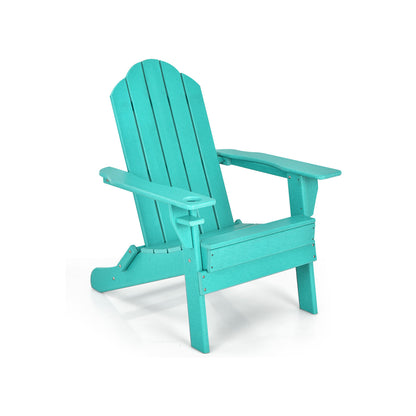 Foldable Adirondack Chair with Cup Holder - Weather Resistant