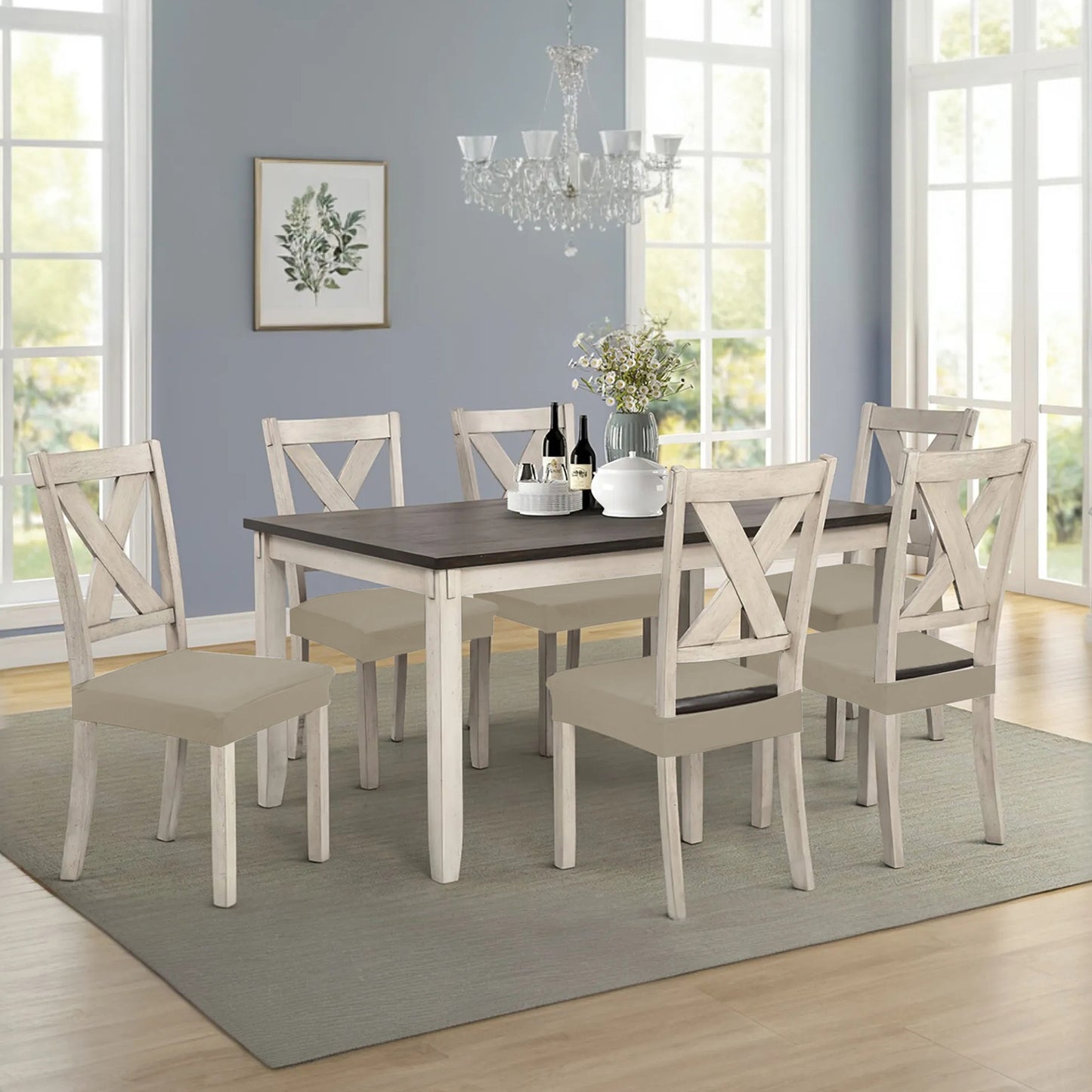 Waterproof Dining Chair Seat Covers - 4 Pack Stretch Slipcovers