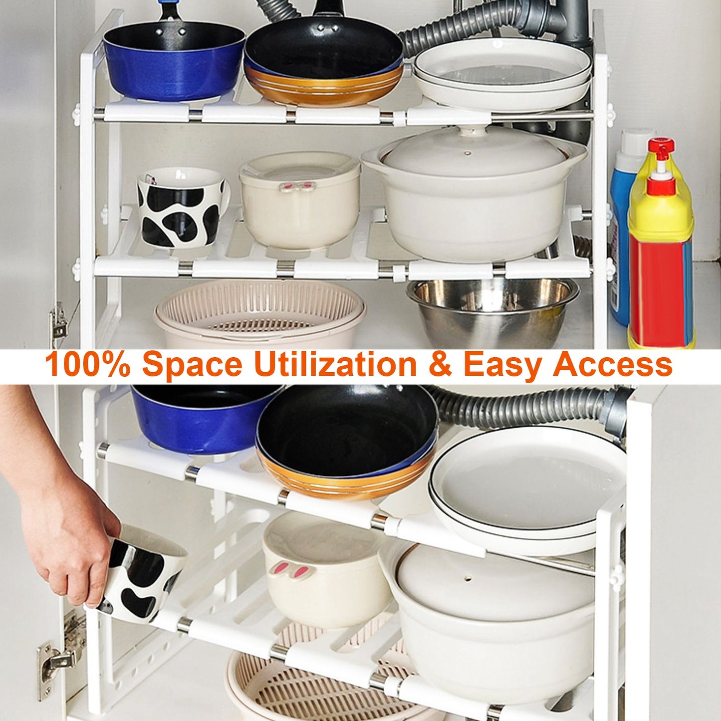 Under Sink Organizer 2-Tier Expandable Storage Rack