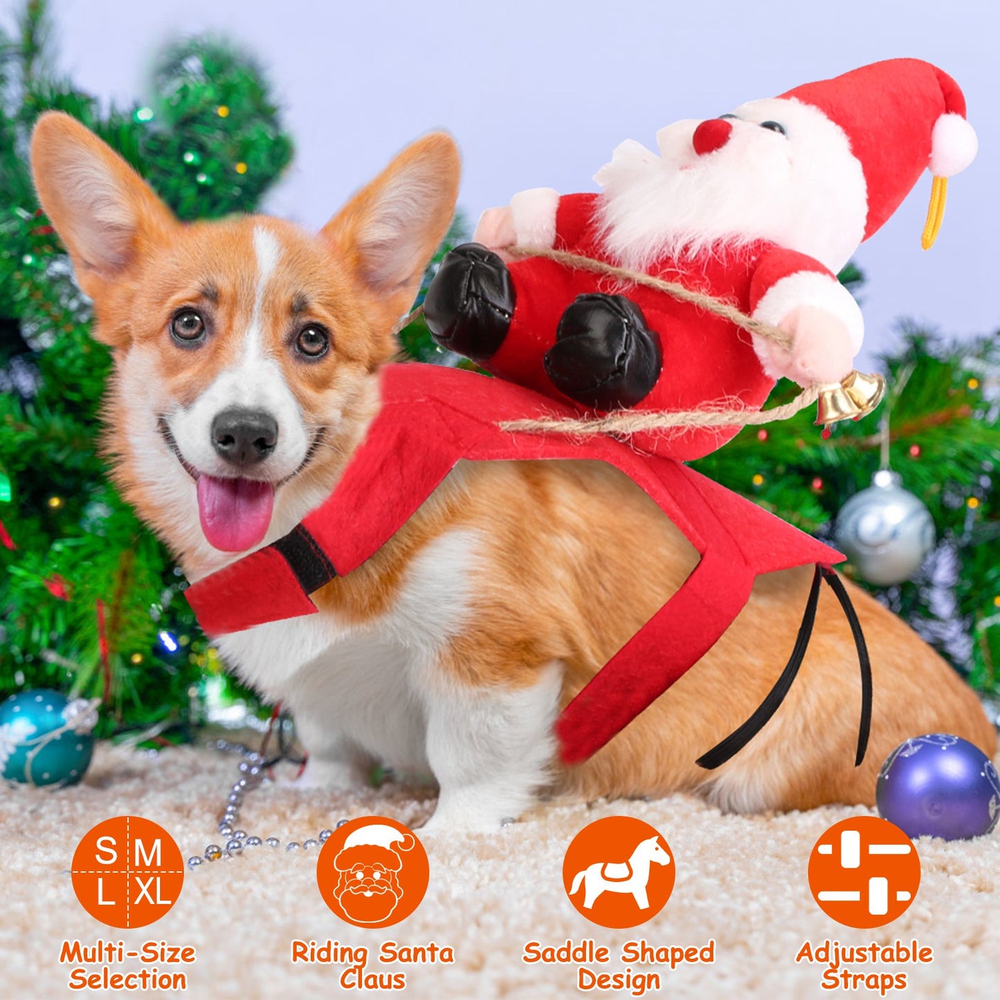 Dog Christmas Costume with Riding Santa Claus Design