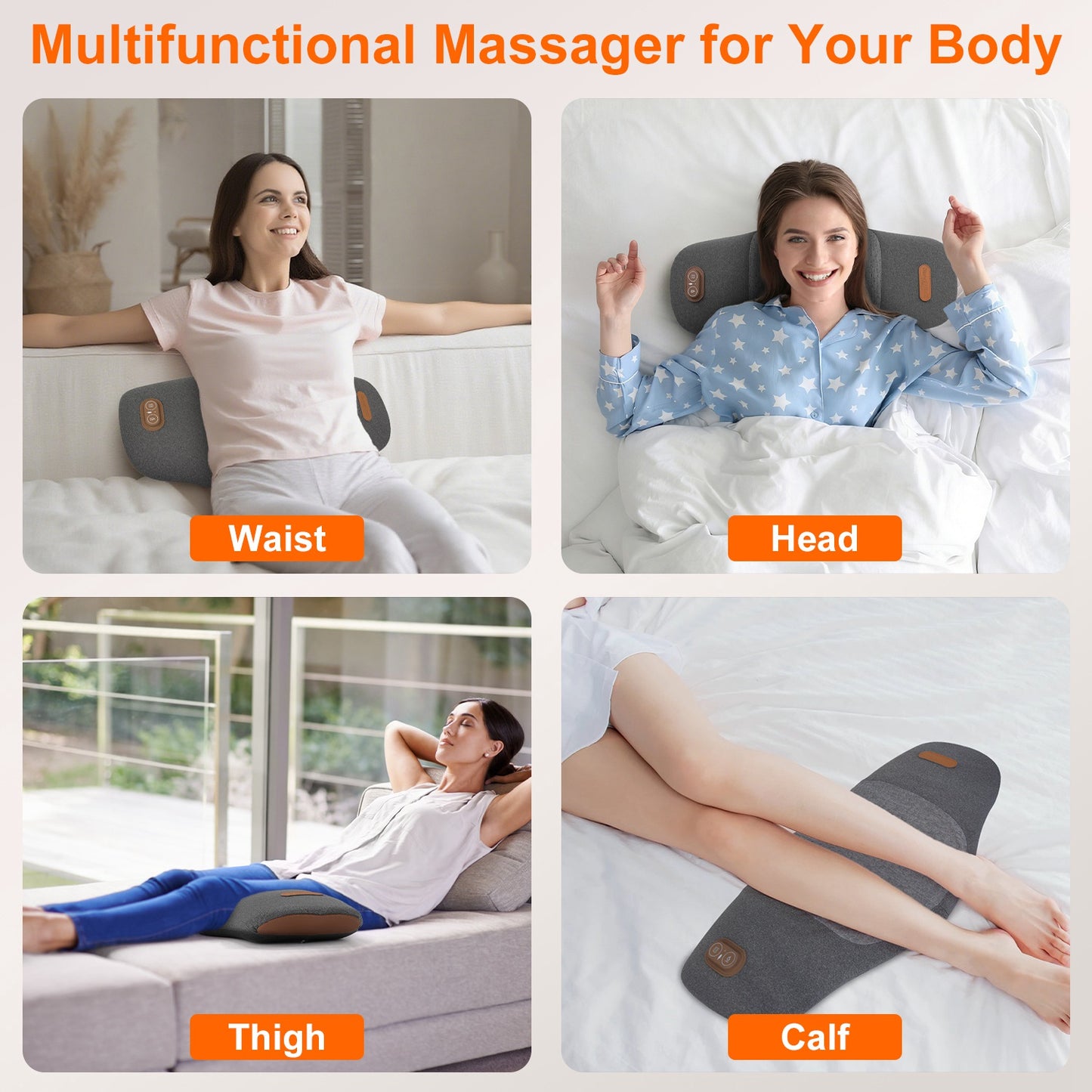 Electric Lumbar Massager Pillow with Heat & Vibration