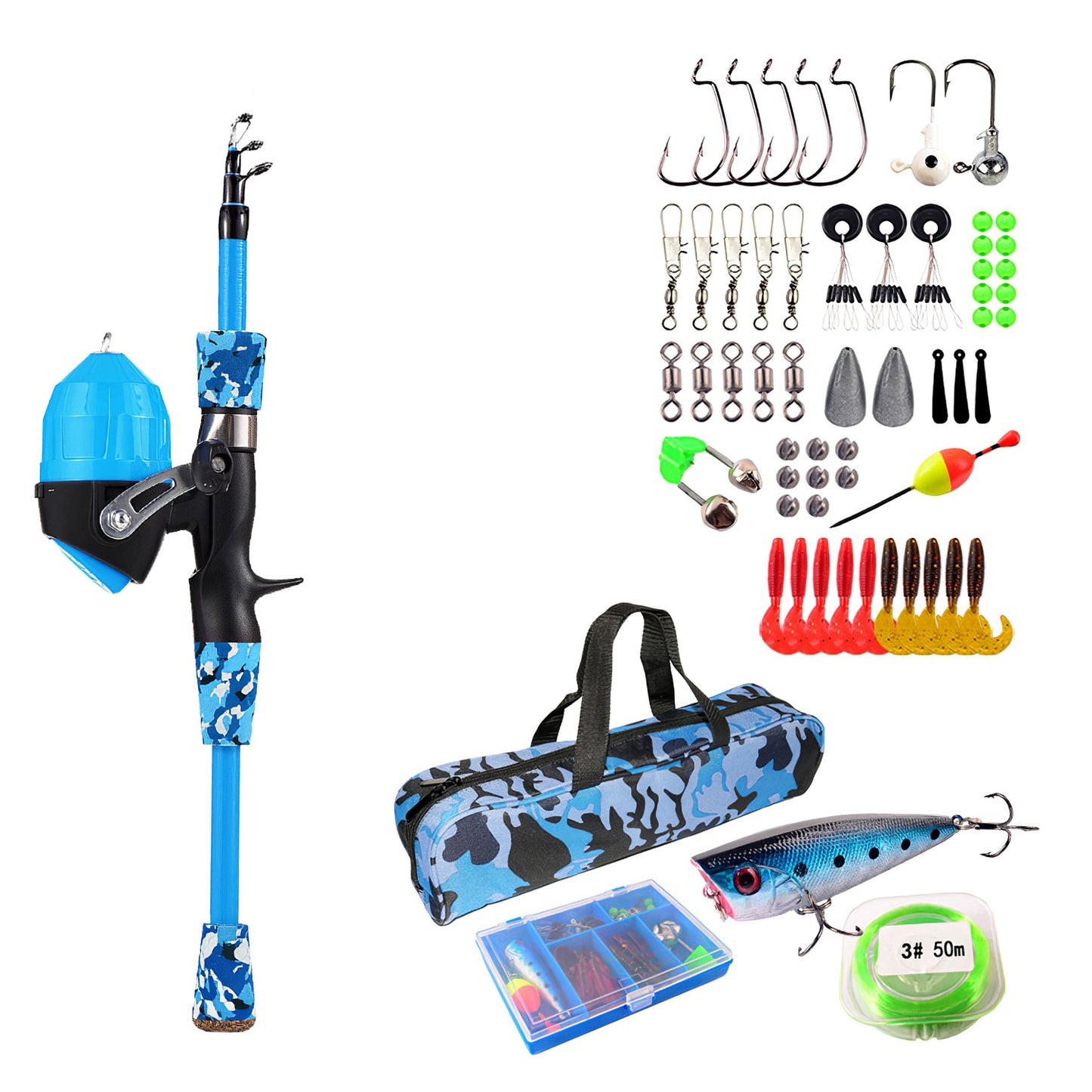 Kids Telescopic Fishing Rod and Reel Combo Starter Kit