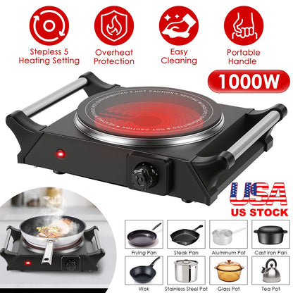 Electric Double Burner Hot Plate with Adjustable Temperature
