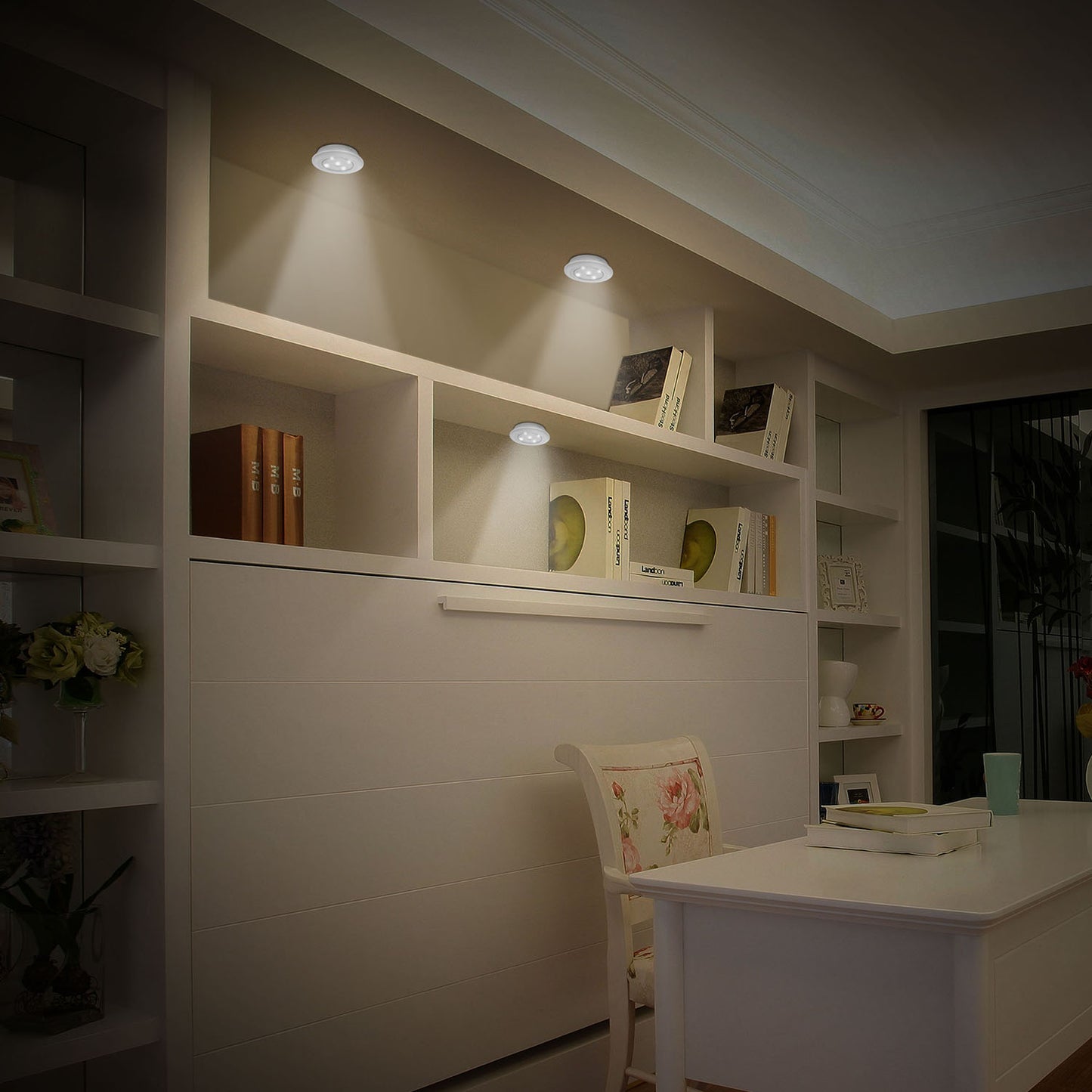 LED Night Light 3-Pack with Remote - Battery Powered Puck Lights