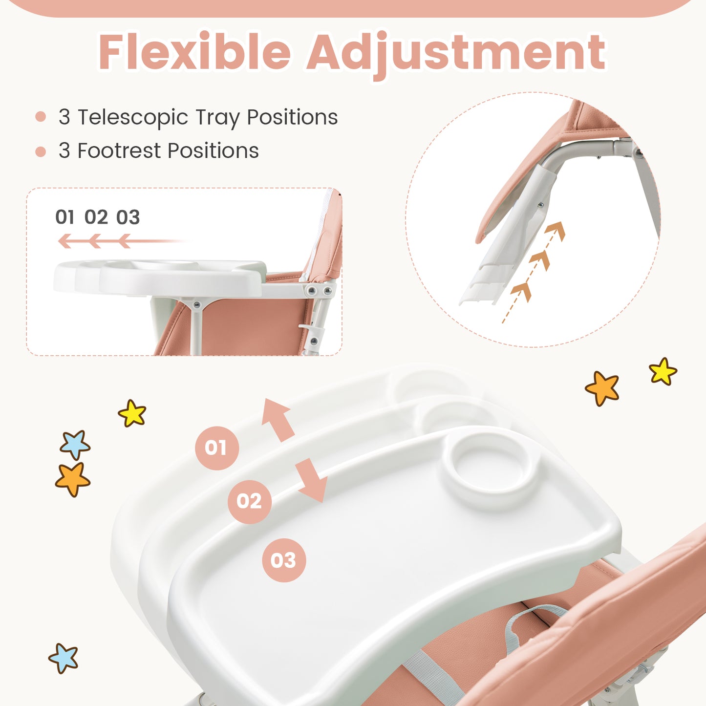 Compact Folding High Chair with Adjustable Tray