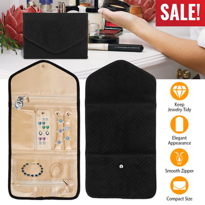 Travel Jewelry Organizer Case - Foldable Roll Storage Bag