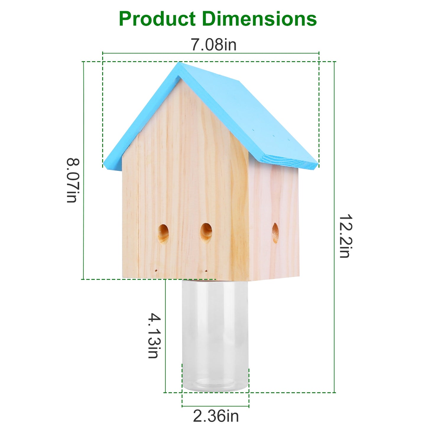 Carpenter Bee Trap - Natural Pine Wood Outdoor Hanging