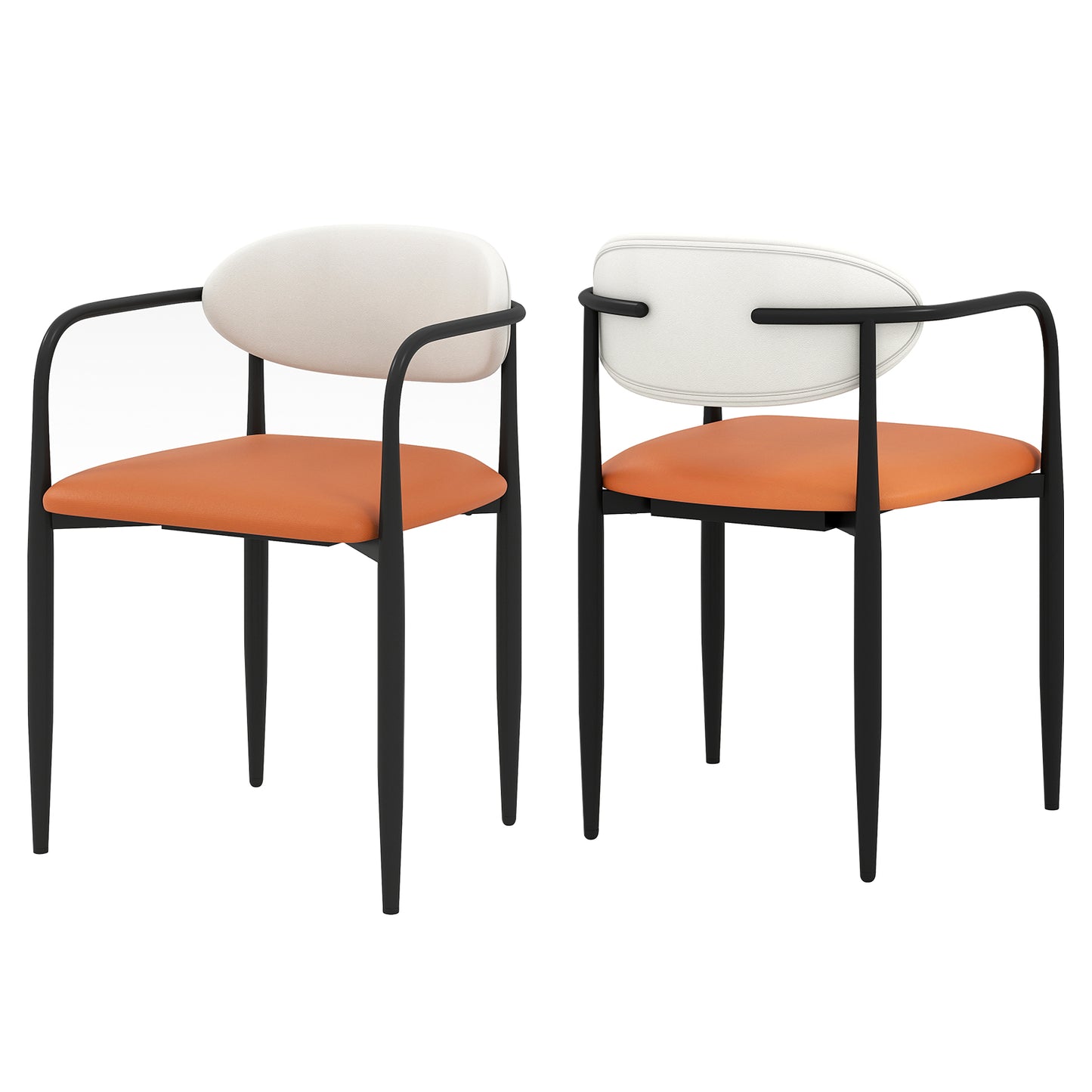 Dining Chairs Set of 2 with Padded Seat and Curved Back