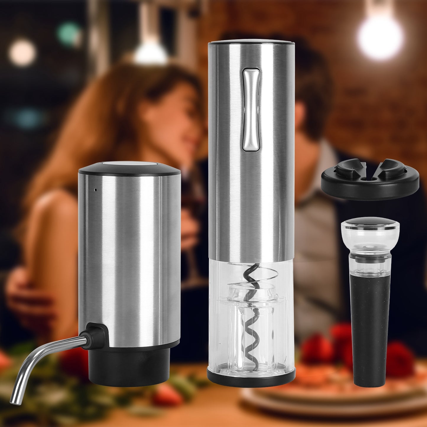 Electric Wine Opener Set 4-in-1 with Aerator & Stopper