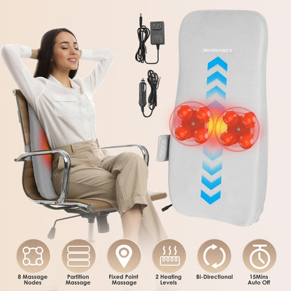 Shiatsu Back Massager with Heat and Kneading Nodes